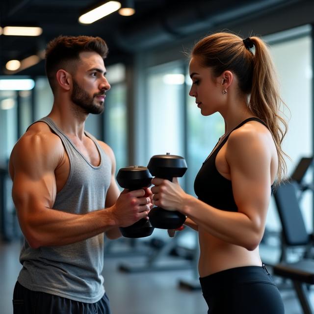 Entrenador personal en Madrid guiando a un cliente en IberFit Forge