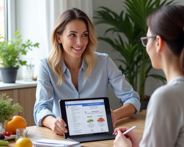 Nutricionista diseñando un plan de alimentación saludable